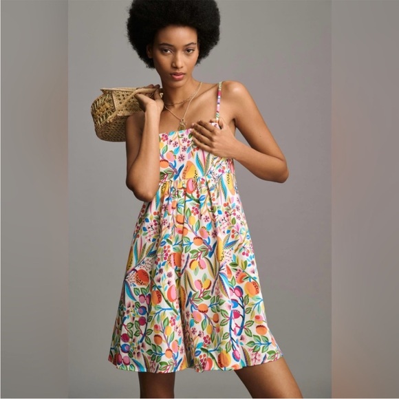 NWT HUTCH for Anthropologie Bandeau Romper in Orange Motif Size Small - Picture 3 of 10